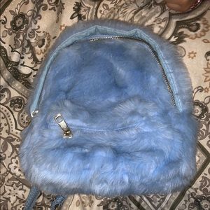 Baby Blue Fur Mini Backpack